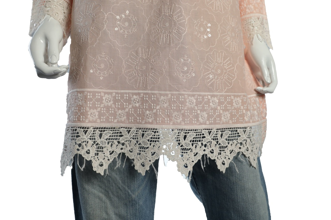 Elegant Orange Cotton Knee-Length Tunic