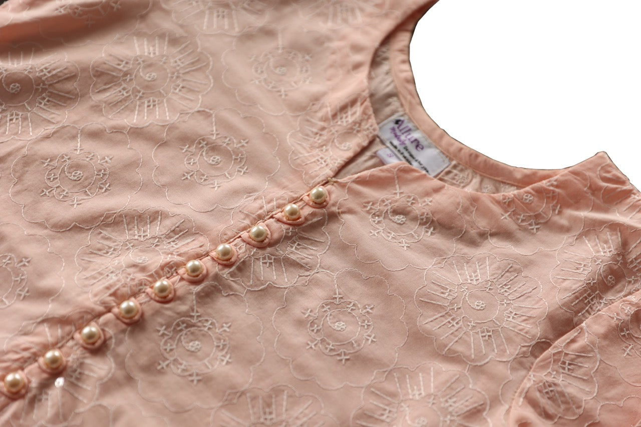 Elegant Orange Cotton Knee-Length Tunic