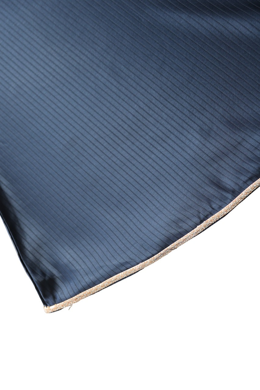 Midnight Blue Self-Stripe Maxi Dress