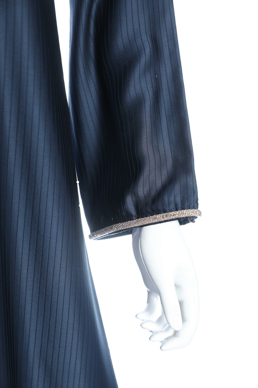 Midnight Blue Self-Stripe Maxi Dress