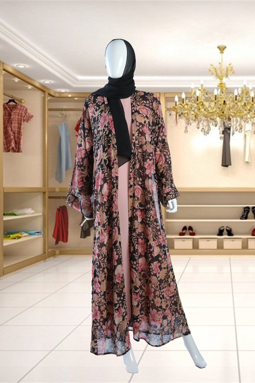Brown Floral Cover Up