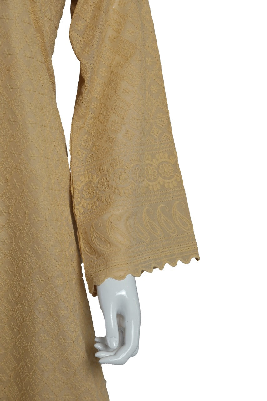 White Cotton Dress with thread embroidery