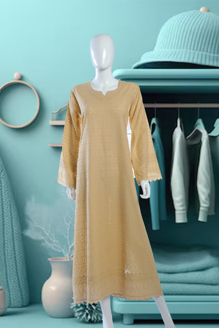White Cotton Dress with thread embroidery