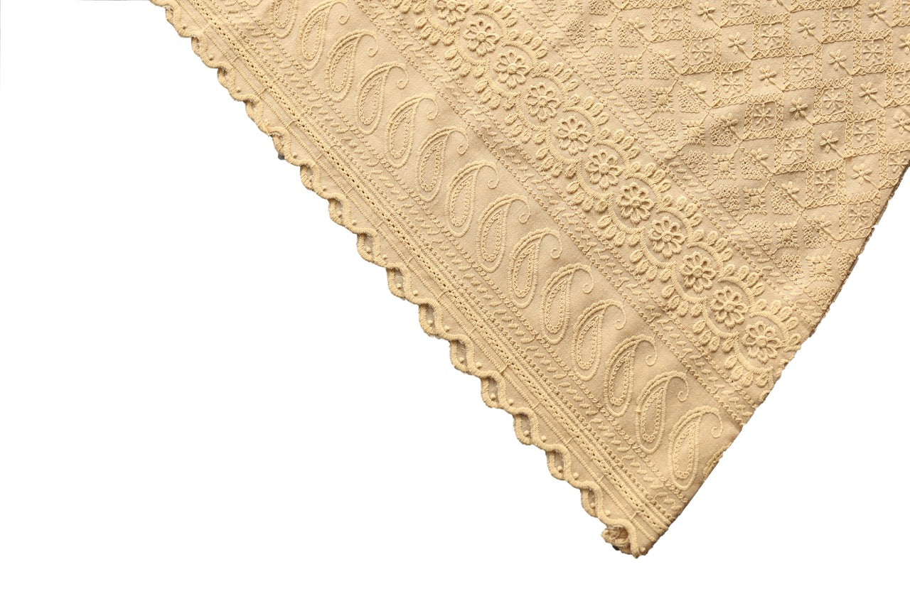 White Cotton Dress with thread embroidery
