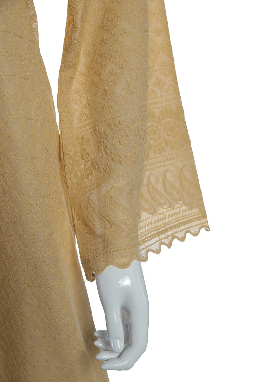 White Cotton Dress with thread embroidery
