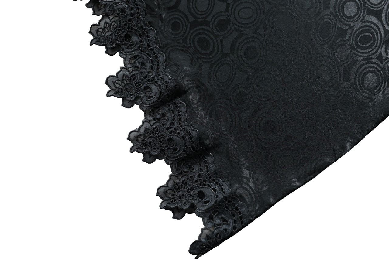 Black Self Printed Abaya with Lace Details