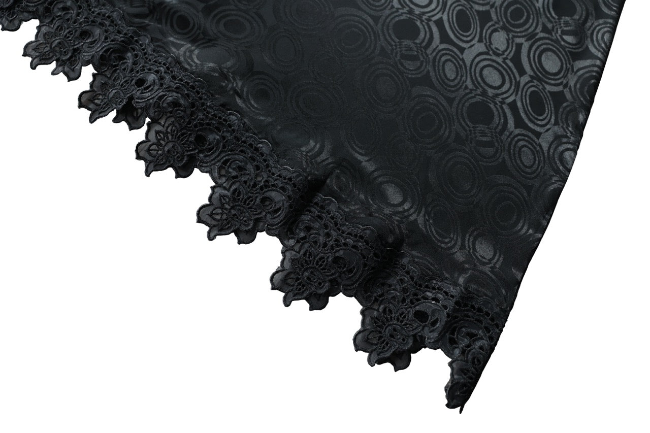 Black Self Printed Abaya with Lace Details