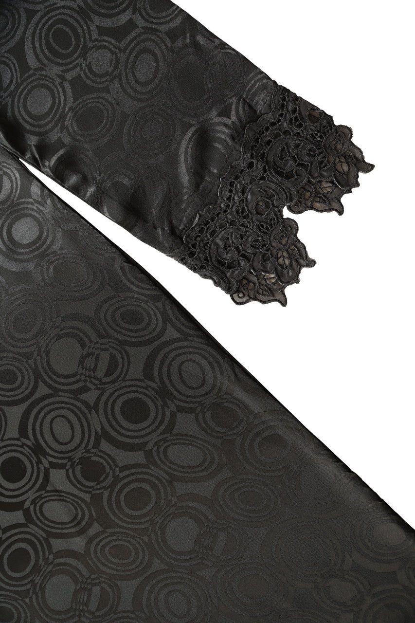 Black Self Printed Abaya with Lace Details