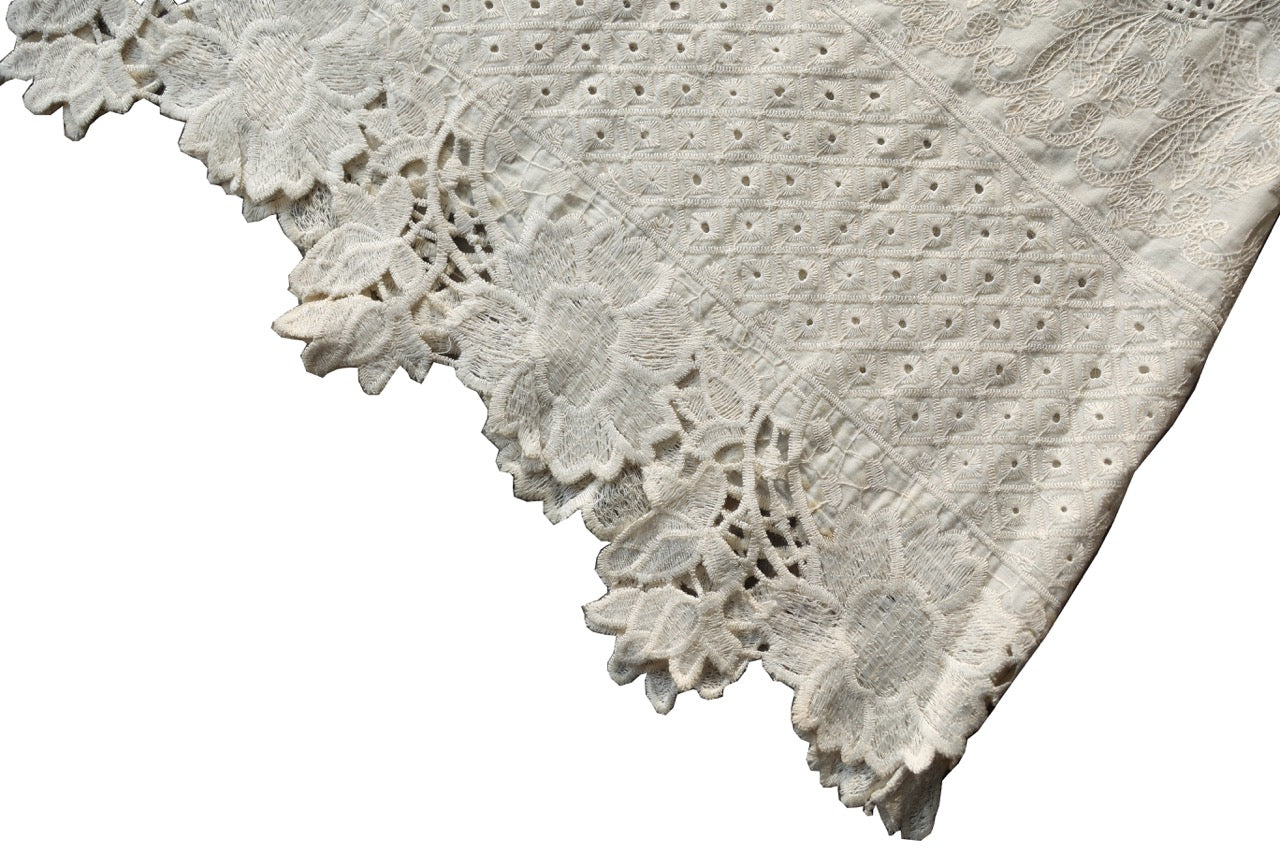 White Cotton Dress with thread embroidery