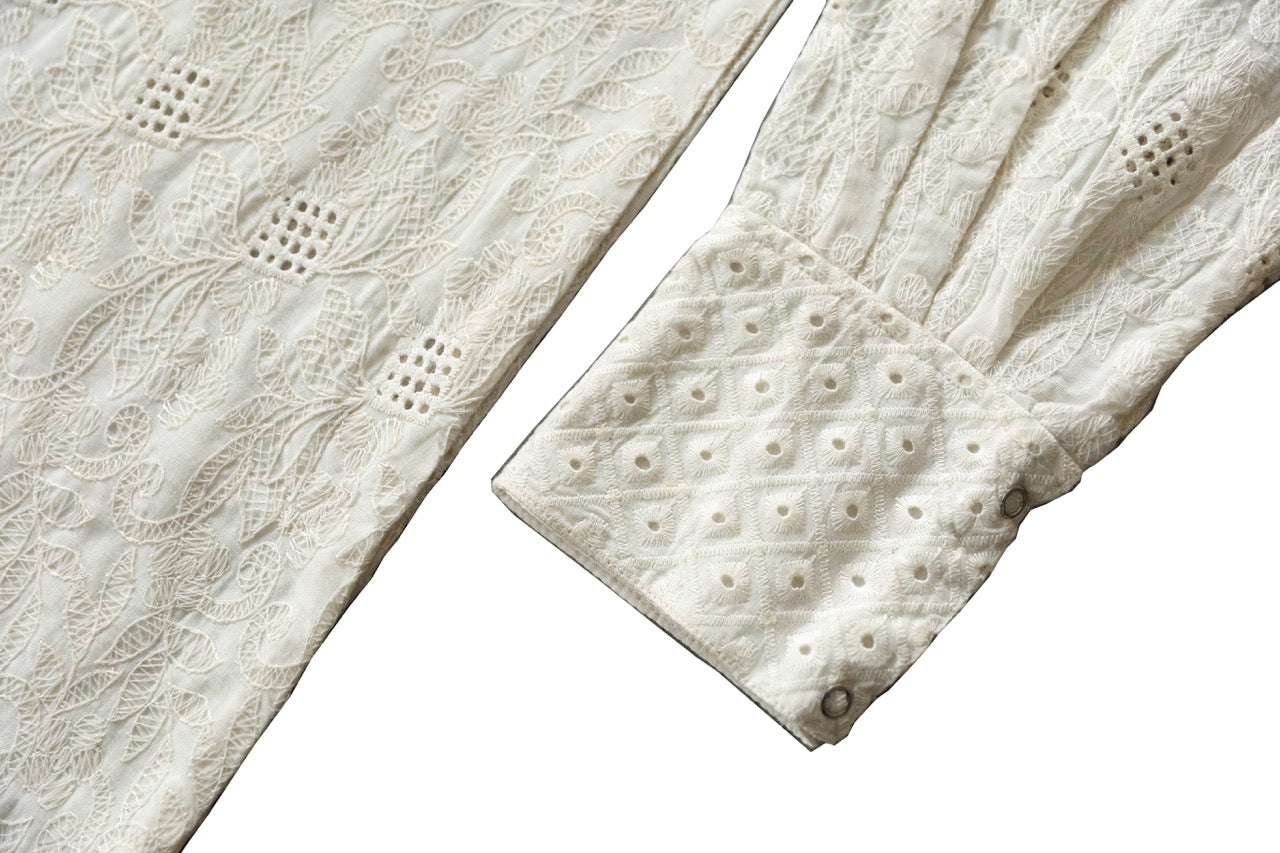 White Cotton Dress with thread embroidery