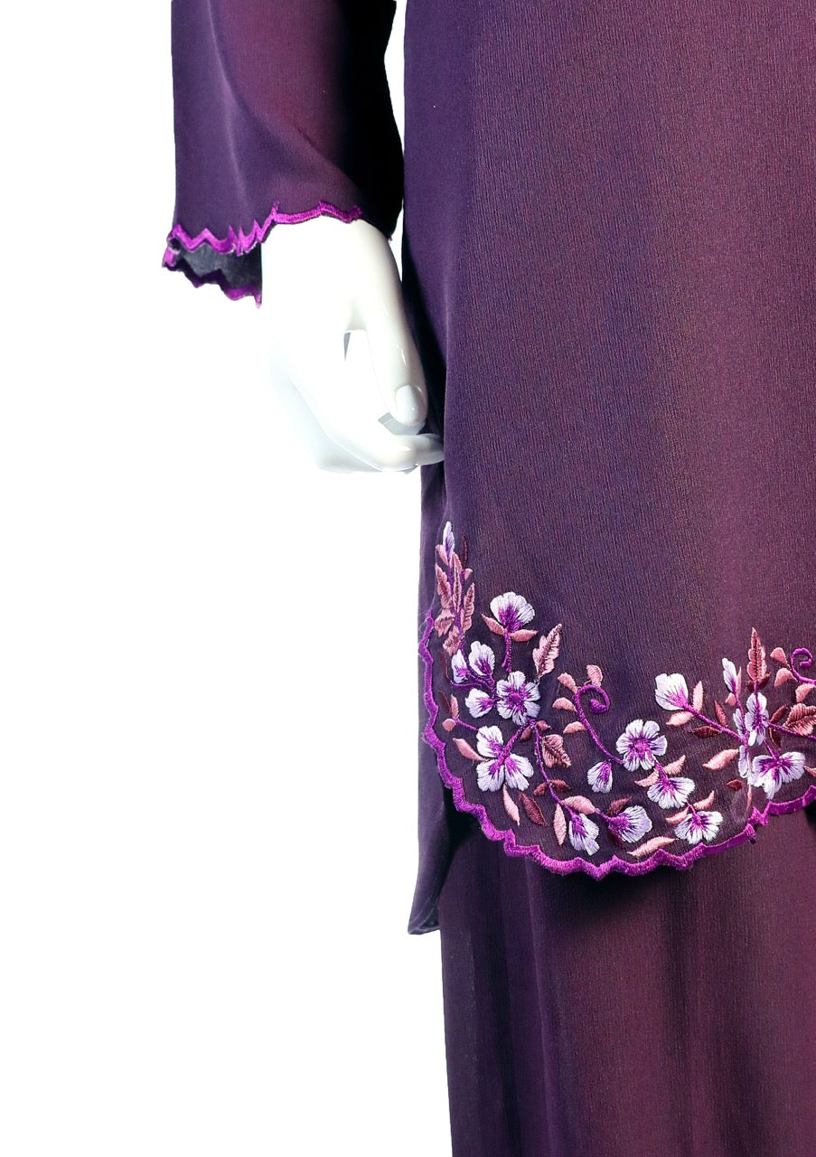 Purple Pant suit embroidery
