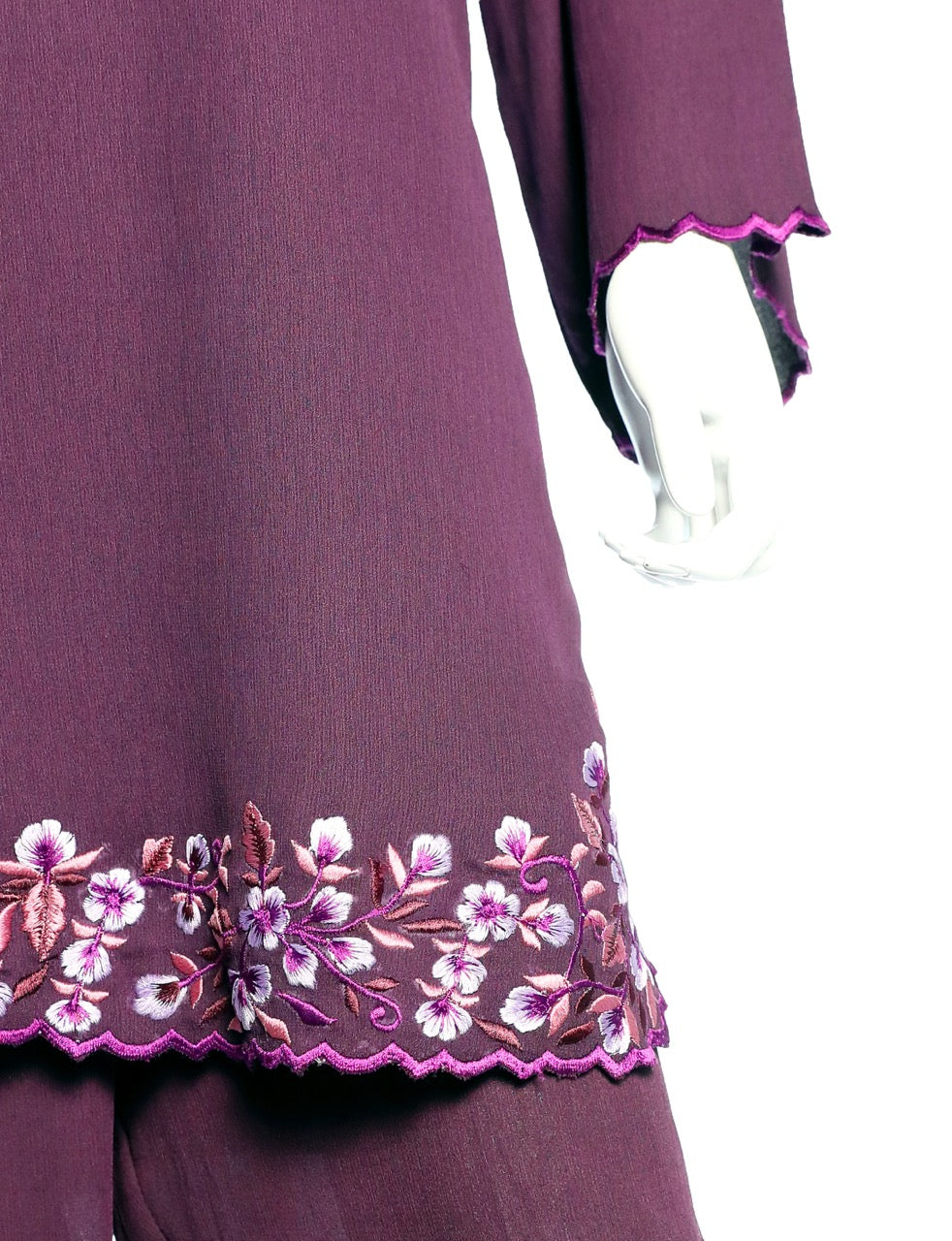 Purple Pant suit embroidery