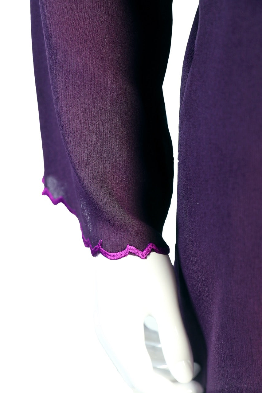 Purple Pant suit embroidery