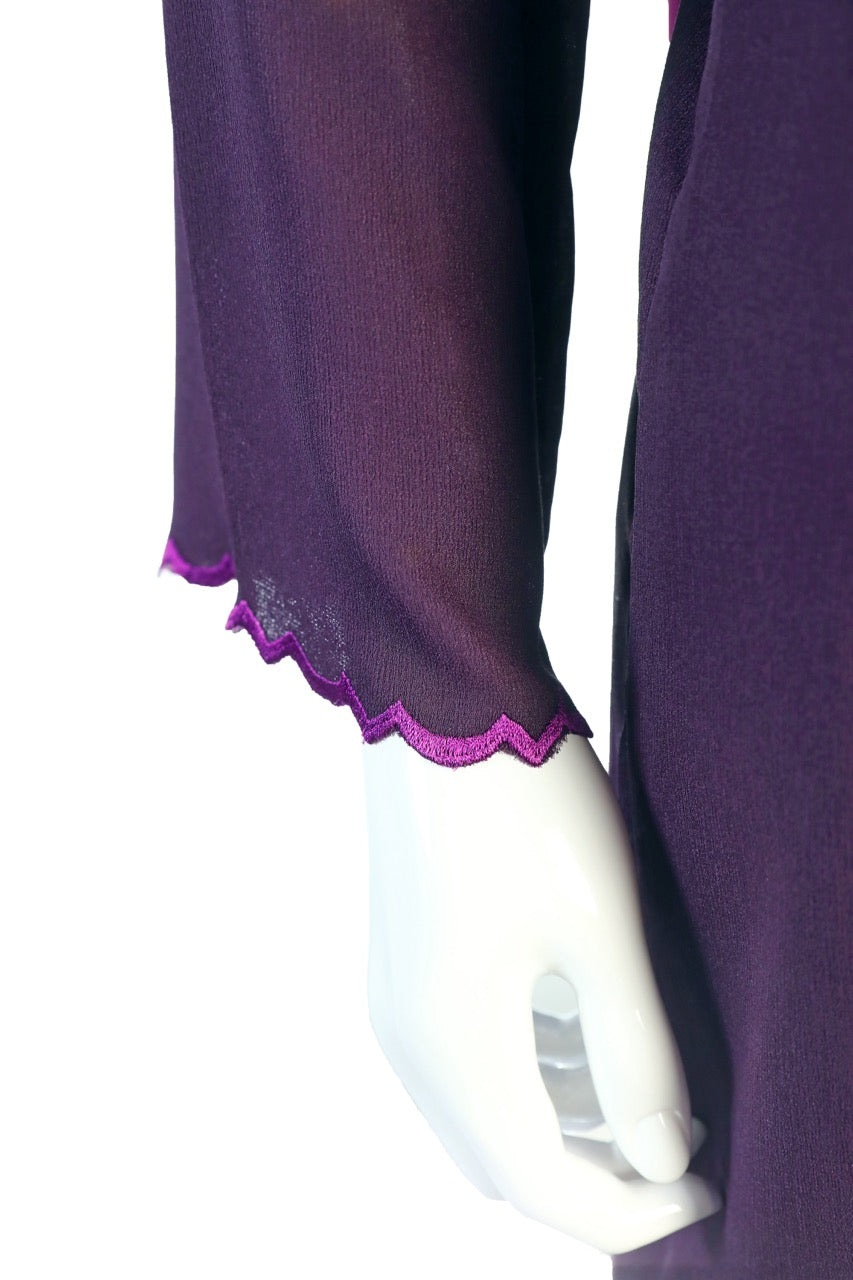 Purple Pant suit embroidery