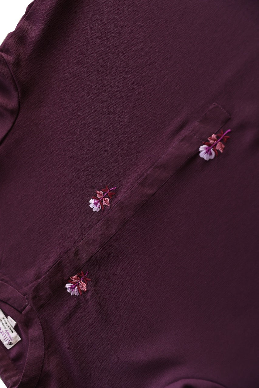 Purple Pant suit embroidery
