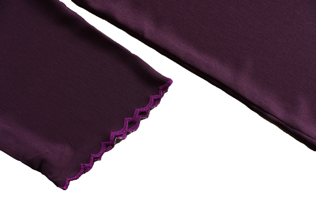 Purple Pant suit embroidery