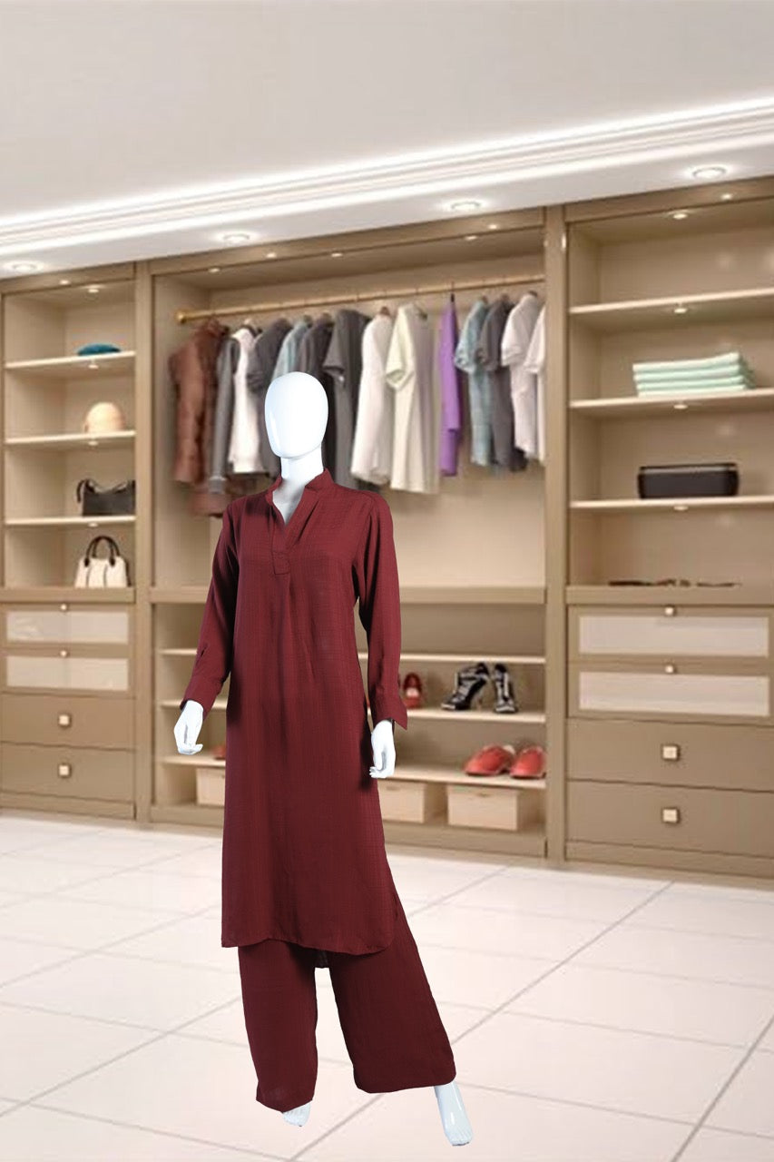 Burgundy Long shirt 2 Piece