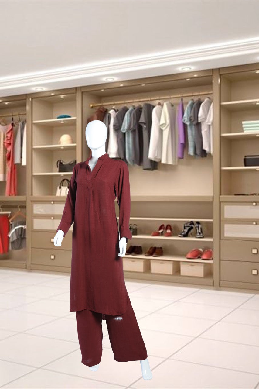 Burgundy Long shirt 2 Piece
