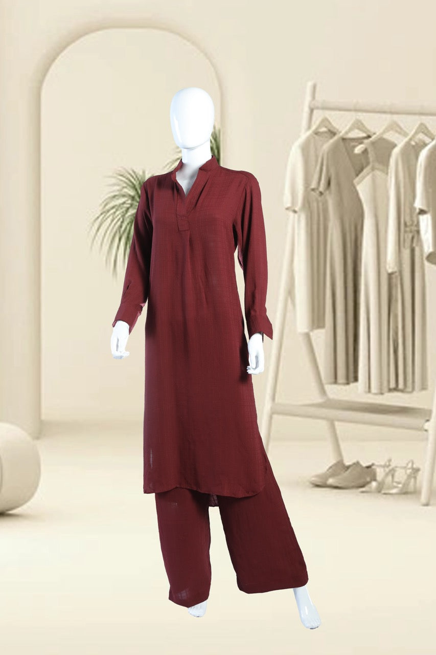 Burgundy Long shirt 2 Piece