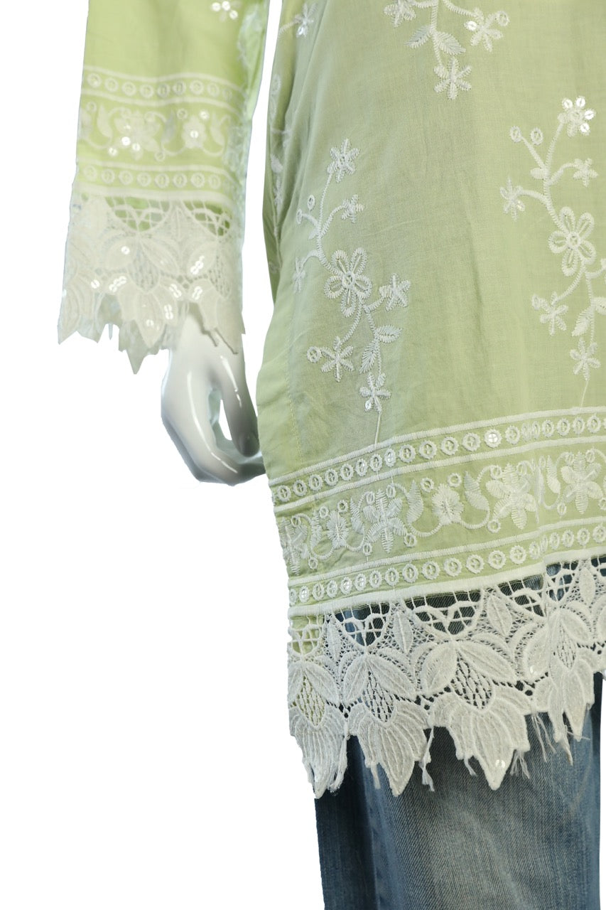 Elegant light green Cotton Knee-Length Tunic