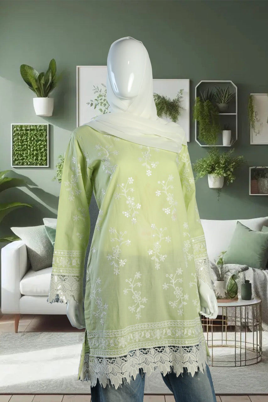 Elegant light green Cotton Knee-Length Tunic