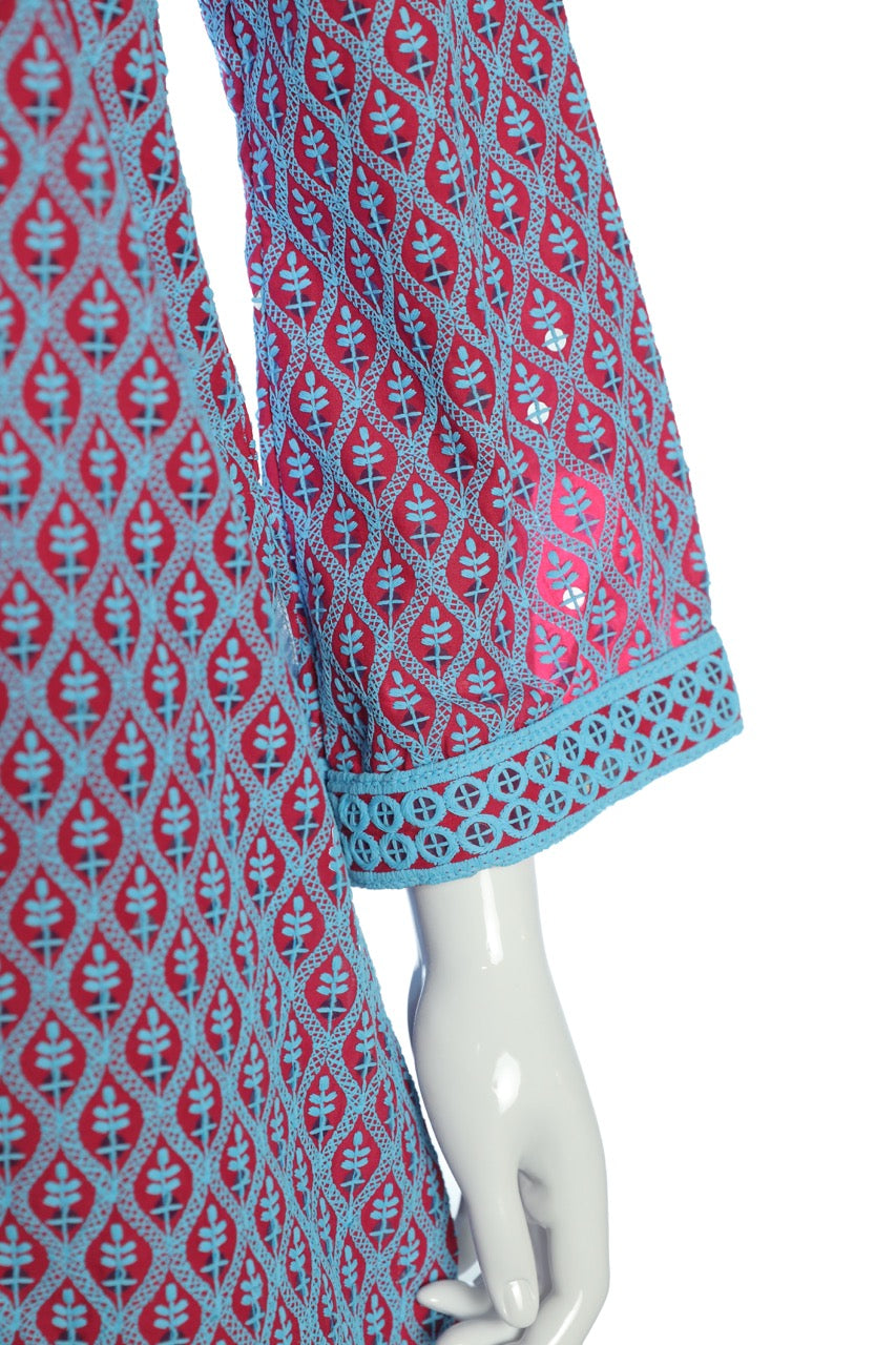 Elegant red Cotton Knee-Length Tunic
