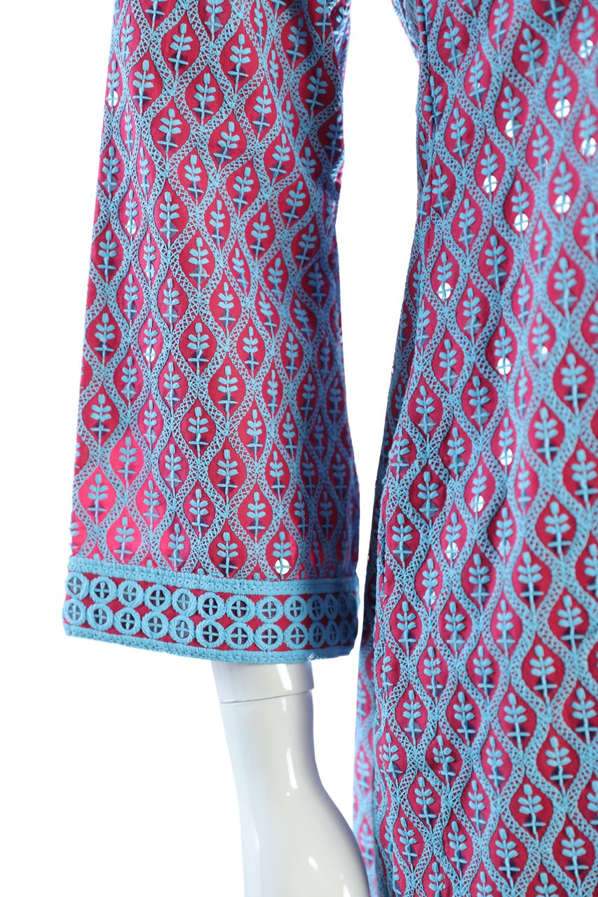 Elegant red Cotton Knee-Length Tunic