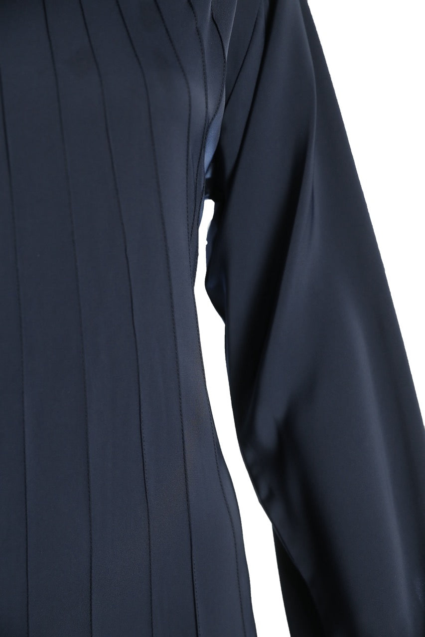Navy Nida Abaya with Pintucks Front and Back