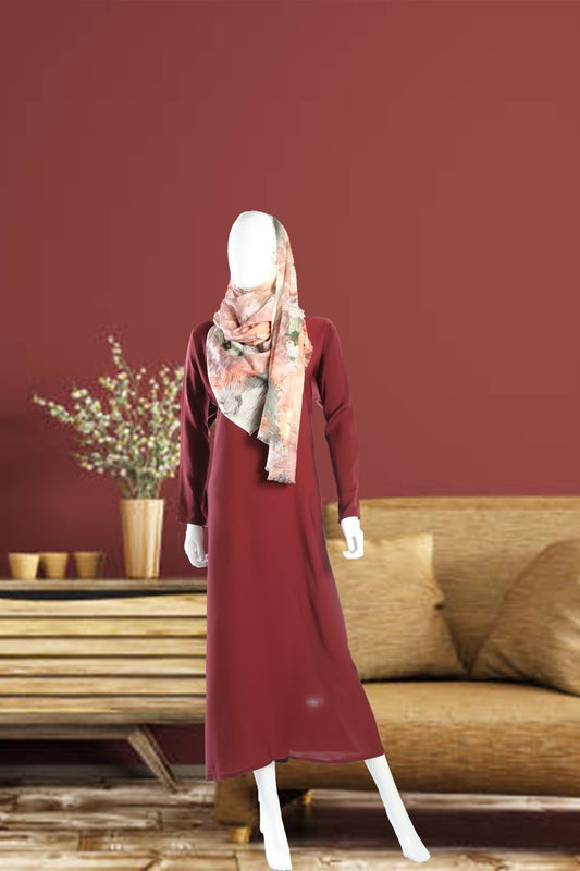 Maroon Nida Abaya With Hijab
