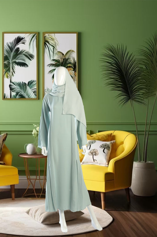 Seafoam Greem Sleeve Pintuck With Hijab