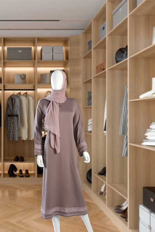 Lilac Abaya with Lace