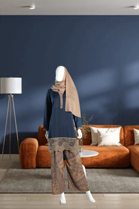 Navy with Printed pants