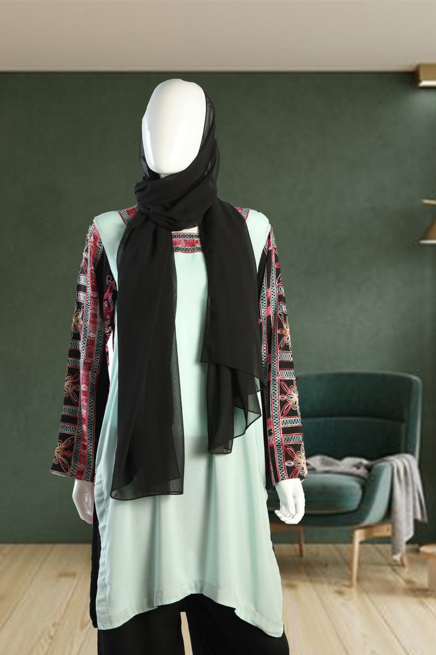 Ferozi with Black embroidery