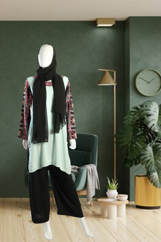 Ferozi with Black embroidery