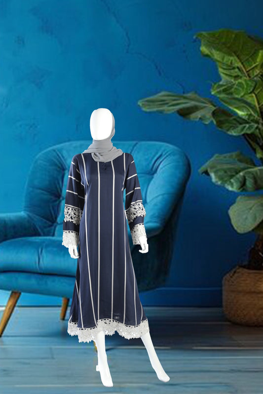 Navy Stripped Abaya