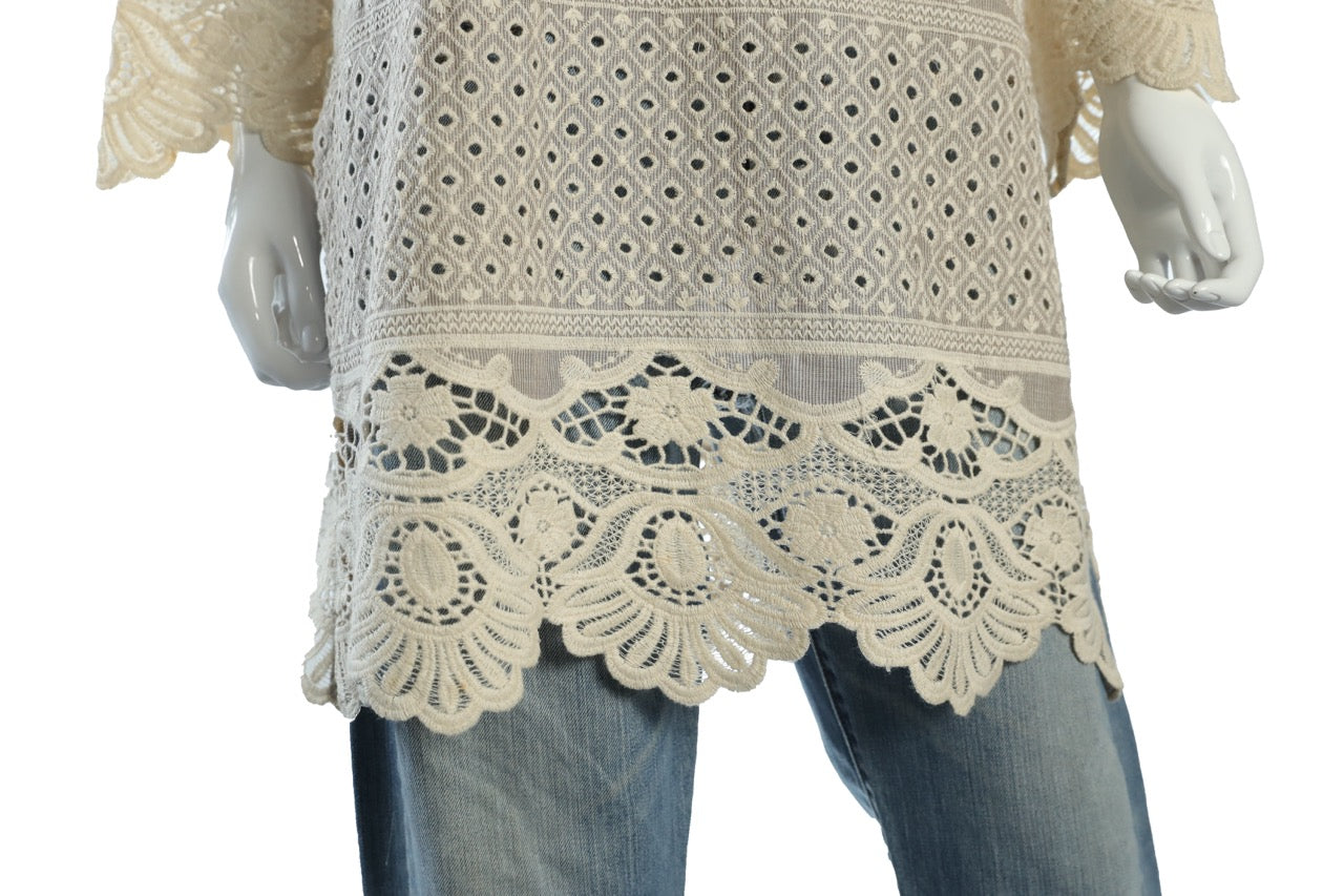 Elegant white dotted design Cotton Knee-Length Tunic