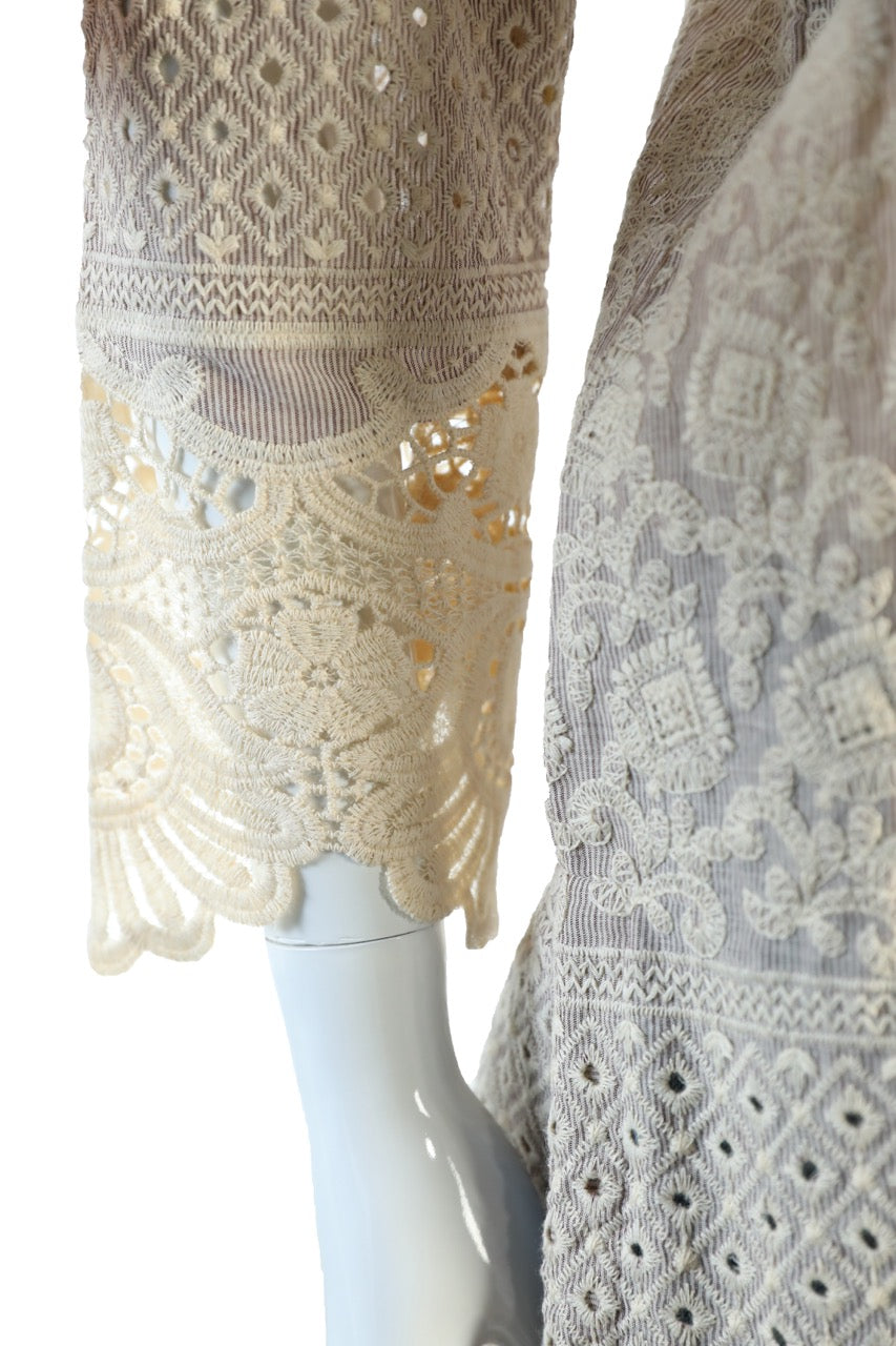 Elegant white dotted design Cotton Knee-Length Tunic