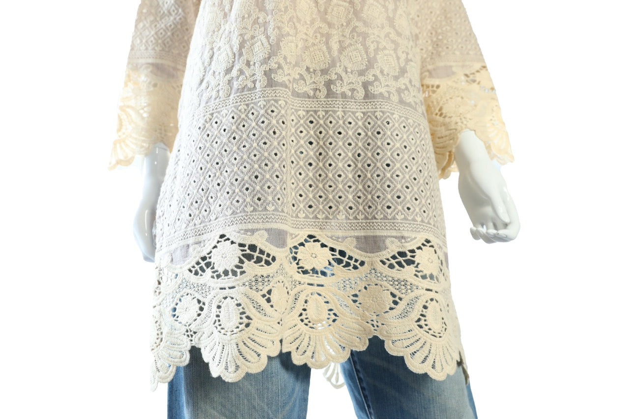 Elegant white dotted design Cotton Knee-Length Tunic