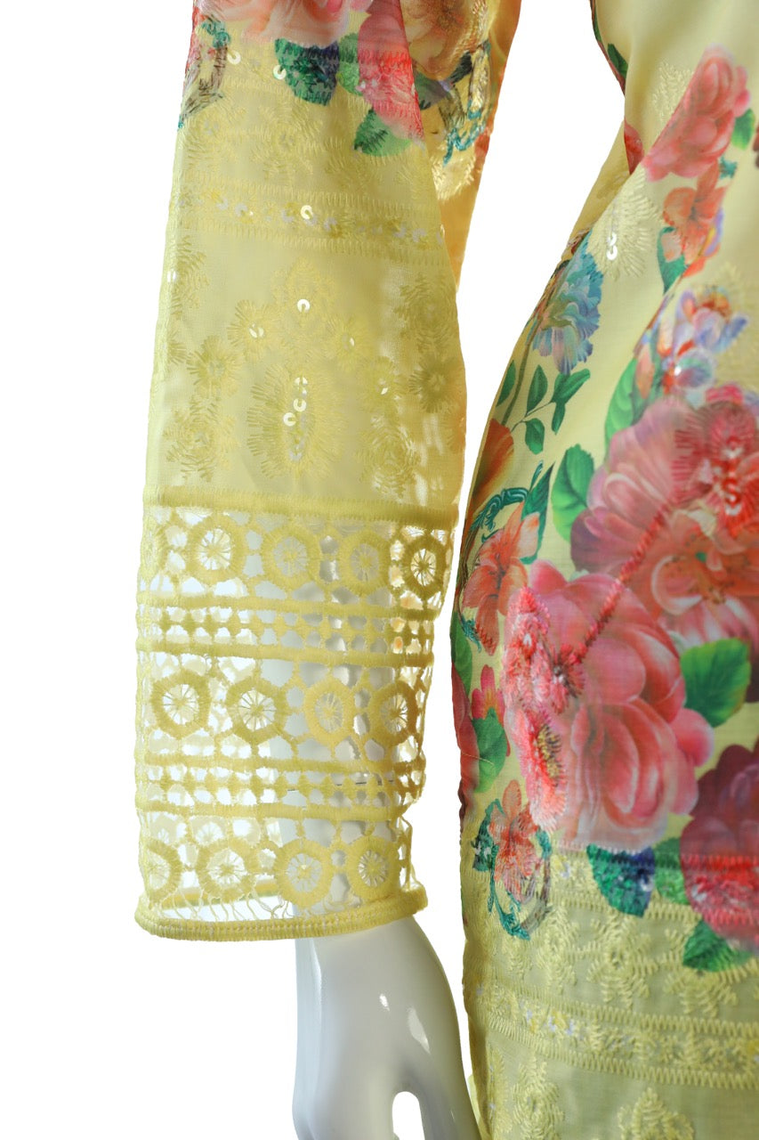 Elegant  yellow Cotton Knee-Length Tunic