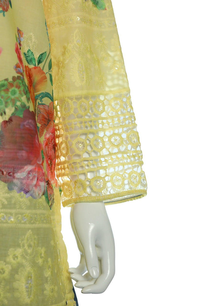 Elegant  yellow Cotton Knee-Length Tunic