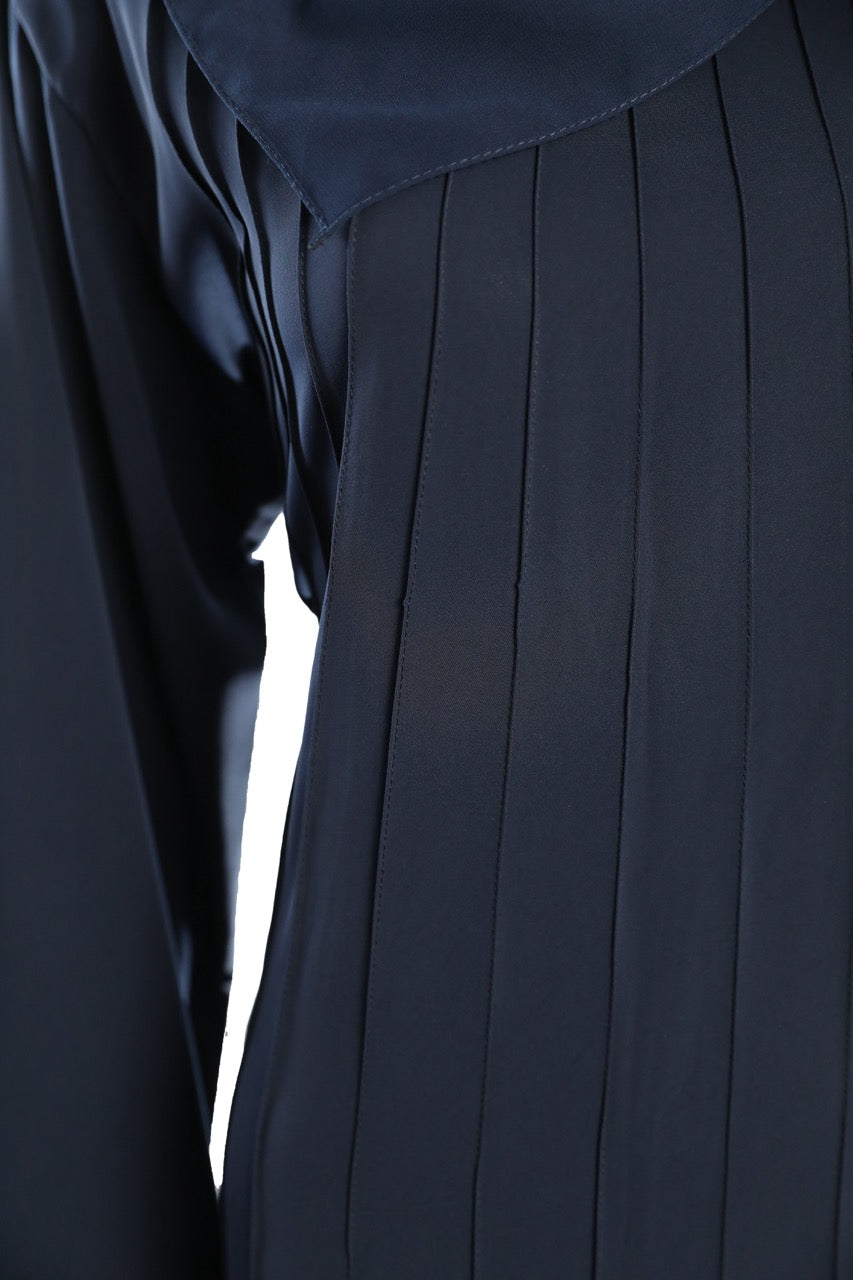 Navy Nida Abaya with Pintucks Front and Back