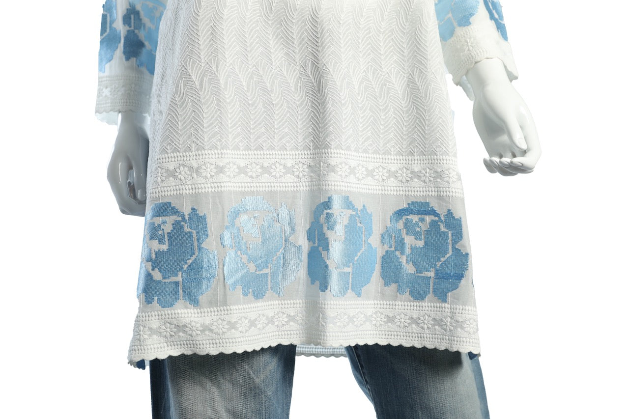 Elegant White Cotton Knee-Length Tunic